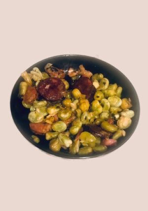 A picture of Fava Beans and Chorizo.