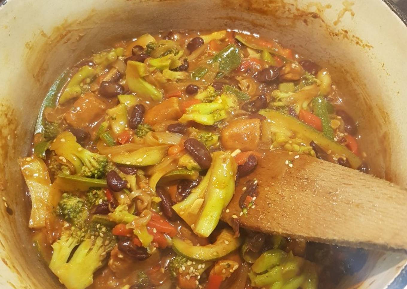 Vegan chorizo and veggie stew