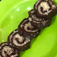A picture of Chocolate coconut swiss rolls.
