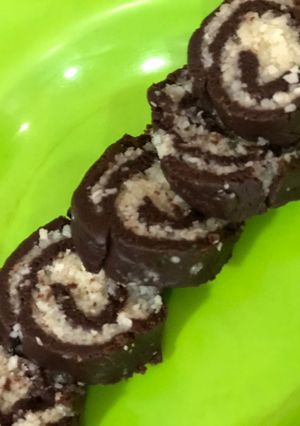 A picture of Chocolate coconut swiss rolls.