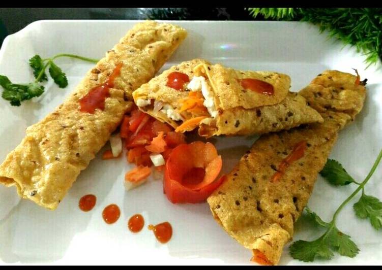 How to Prepare Homemade Paneer stuffing papad roll