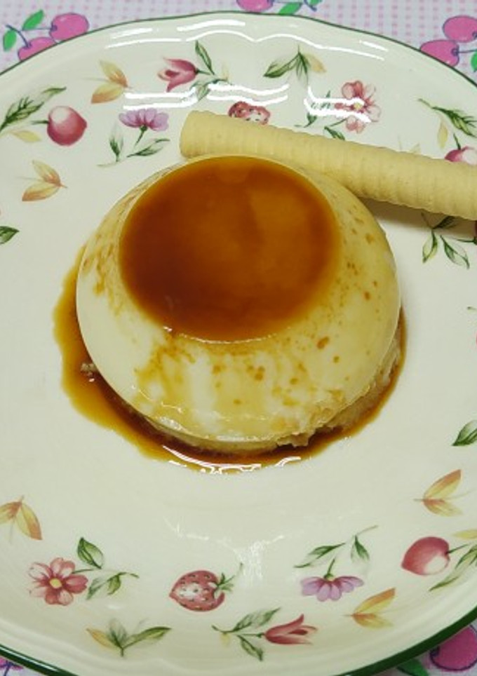 Una foto de Flan de huevo y manzana