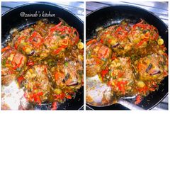 A picture of Pan grilled fish with bell pepper sauce🌶.