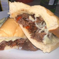 A picture of Philly cheese steak.