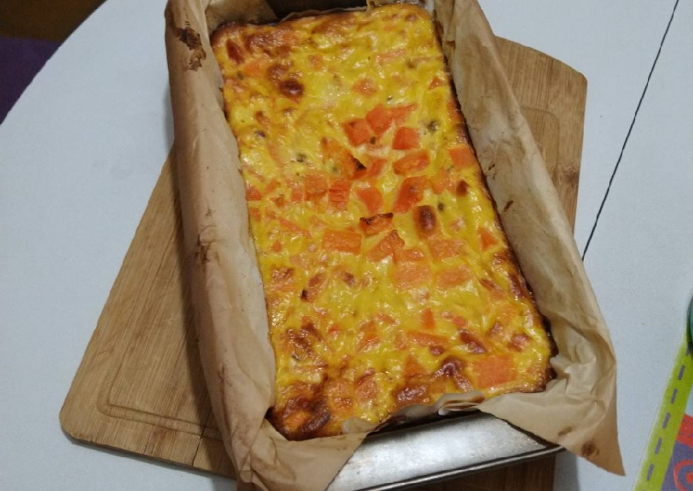 Soufflé de zapallo, zanahoria y puré de papas