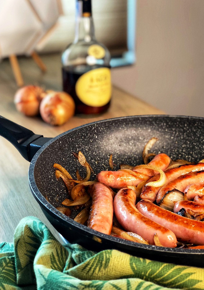 Una foto de Salchichas de pollo al brandy
