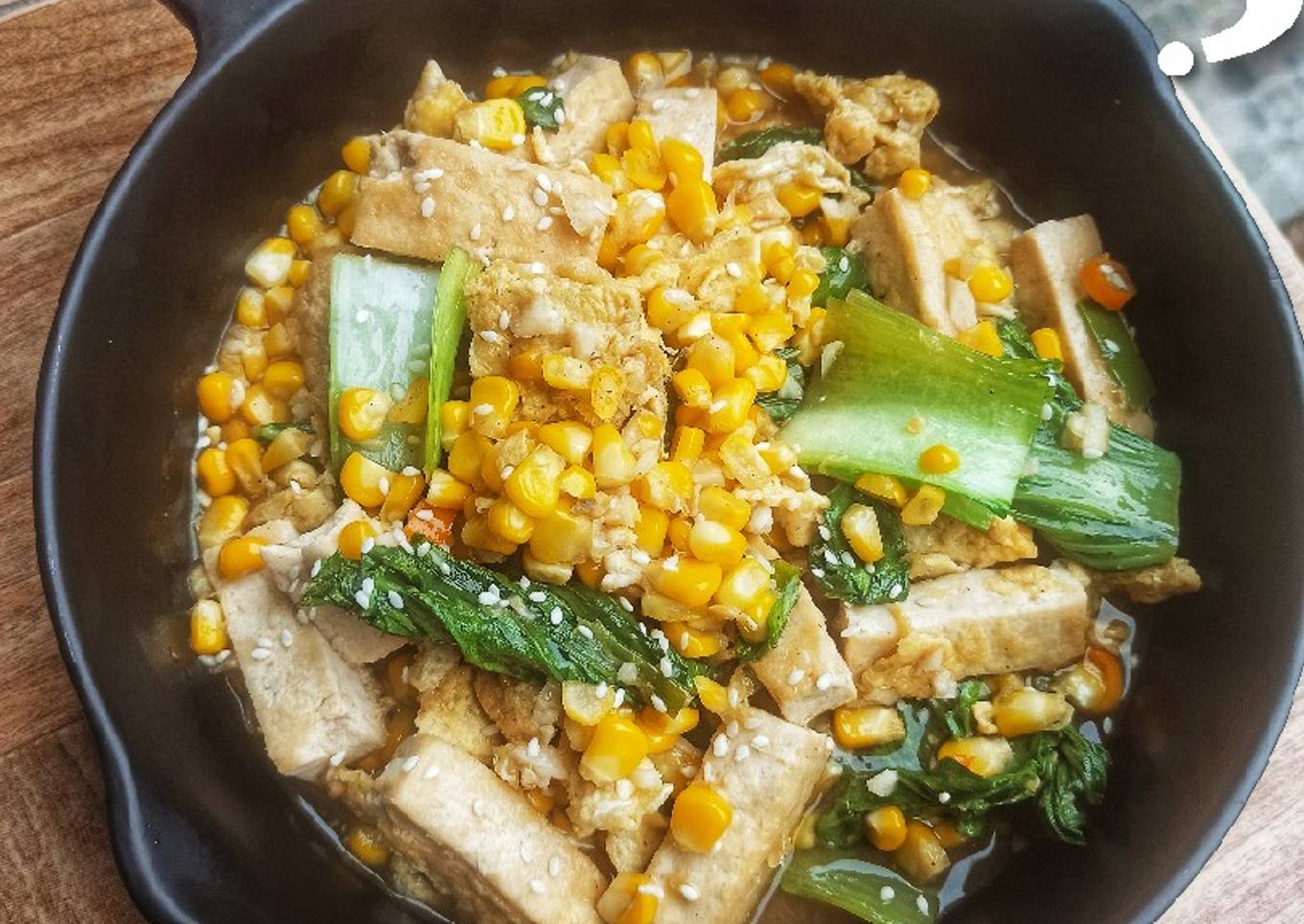 Tahu dan Jagung Masak Pedas Gurih