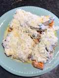 Pescadilla al horno sobre colchón de zapallo