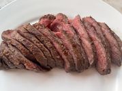 A picture of beef steak medium rare
