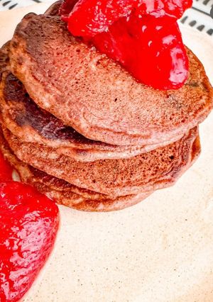 Una foto de Hotcakes de chocolate y avena