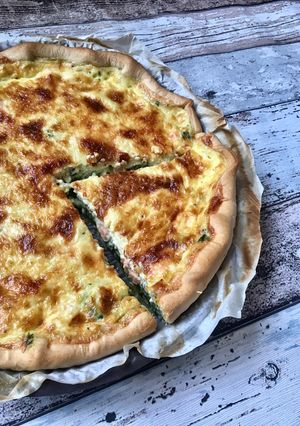 Une photo de Tarte saumon épinards