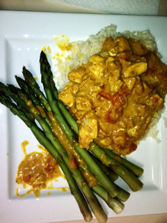 A picture of Curry Chicken and Rice.