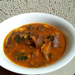 A picture of Ogbono and ukazi soup.