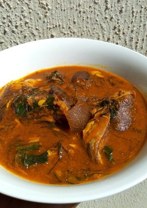 A picture of Ogbono and ukazi soup.