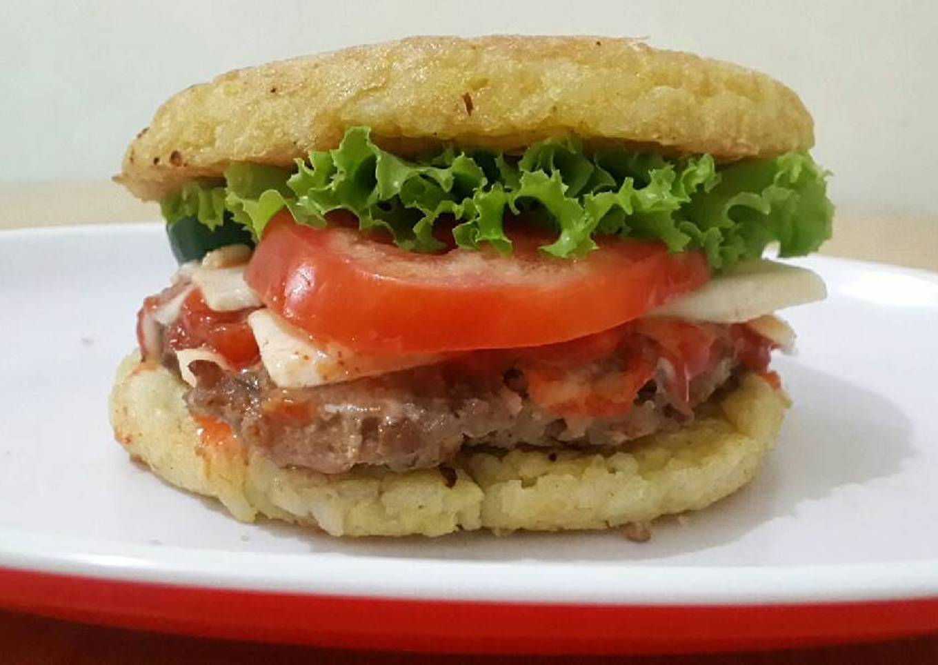 Beef Burger with Rice Bun "Burger Nasi"