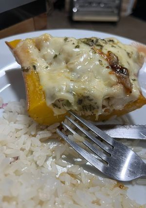 Una foto de Calabacín al horno relleno