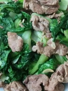 Hình của món Cải thìa xào thịt bò.