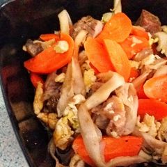 A picture of Beef Veggies and Egg Stir Fry.