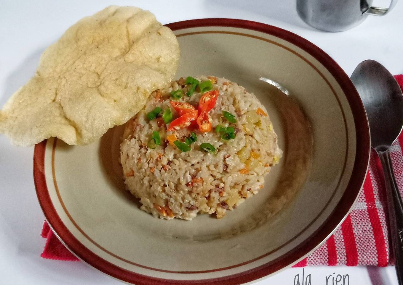 Nasi Telur Kornet Sayuran dgn Panci Serbaguna / Magic Com