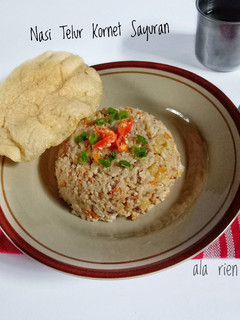 Foto resep Nasi Telur Kornet Sayuran dgn Panci Serbaguna / Magic Com