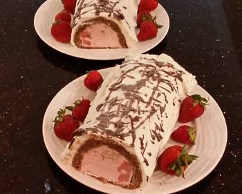 Without Fail Making Recipe Chocolate Strawberry Ice Cream Cake Roll Most Delicious