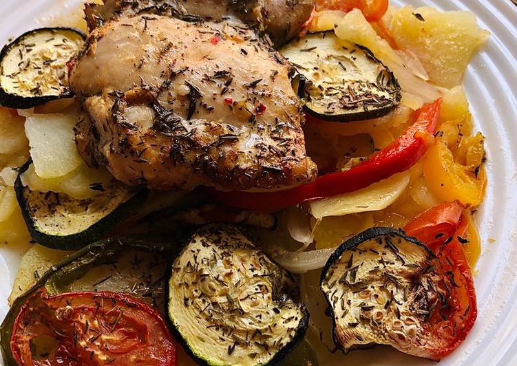 Pollo al horno con verduras 🍗