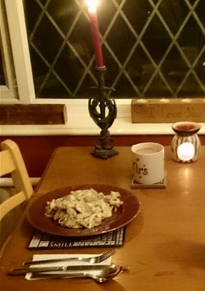 A picture of Steak and Mushroom Sauce Pasta.