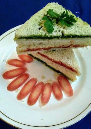 A picture of Tri colour sandwich.