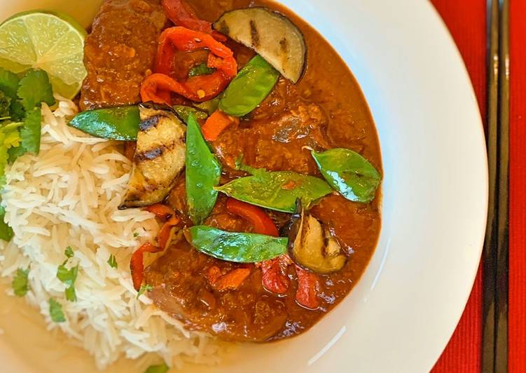 Get Breakfast of Slow cooked - Red Thai Beef Curry with Veggies