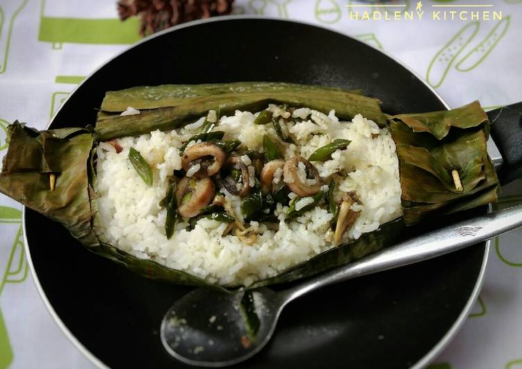 Nasi Bakar Isi Cumi Buncis