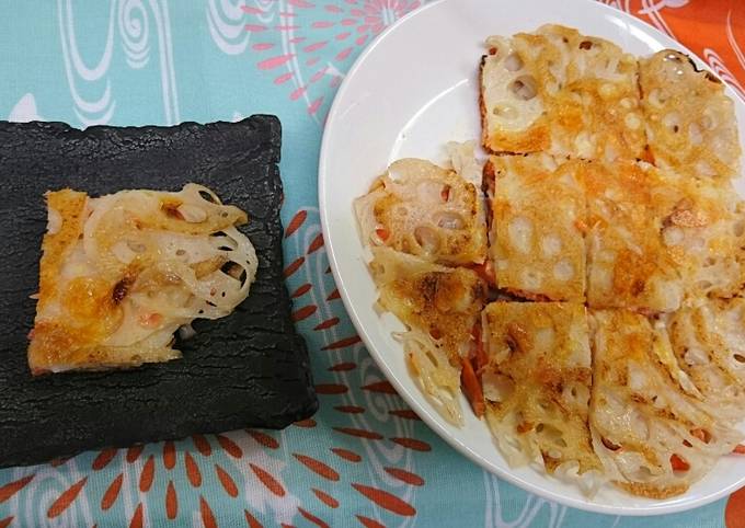 Crispy lutus root (renkon) pizza