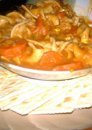 A picture of Chicken noodle soup.
