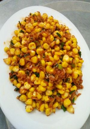 Hình của món Ngô xào tép "Bắp cần bơ".