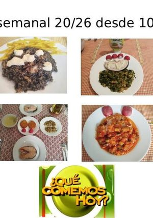 Foto principal de Menú semanal 20/26 desde 10/10/26 con 8 recetas