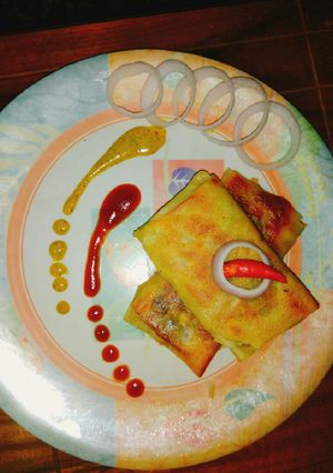A picture of Semolina spring rolls.