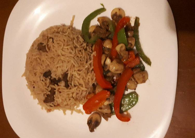 Simple Way to Make Speedy Pilau served in mushrooms veges