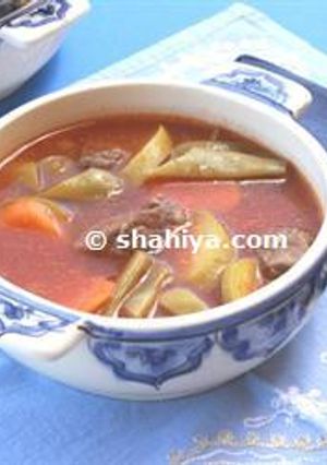 A picture of Lebanese Vegetables and Meat Soup.