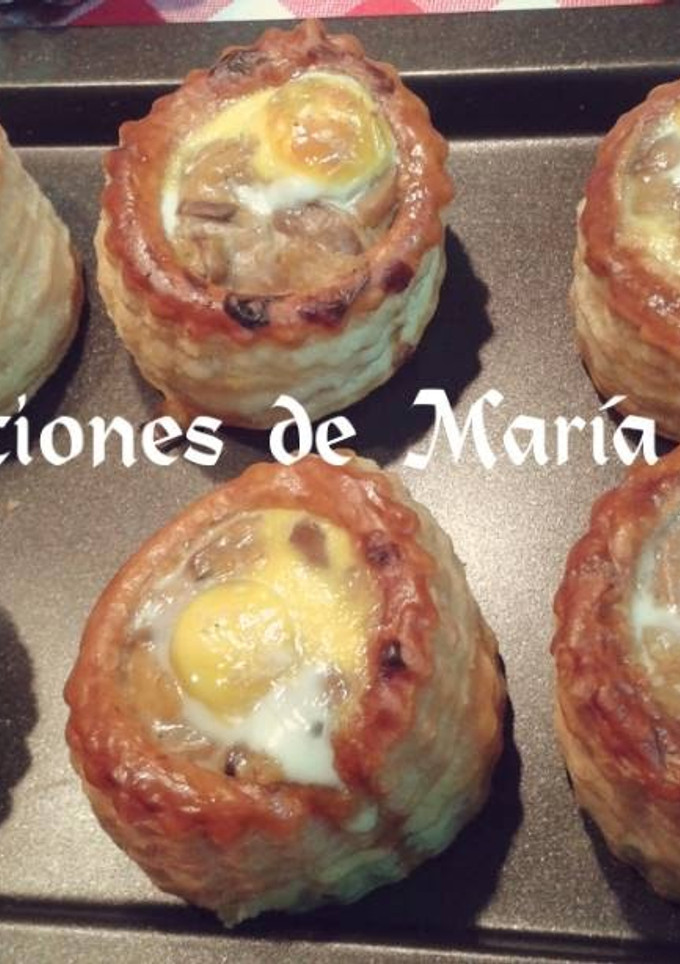 Una foto de Volovanes rellenos de champiñones