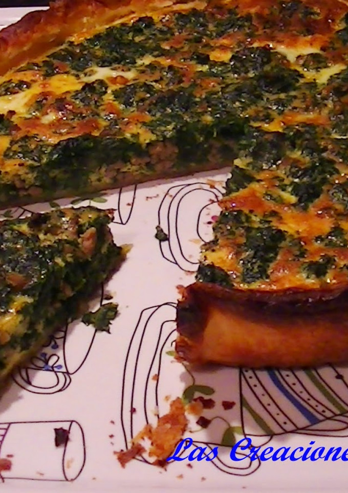 Una foto de Quiche de espinacas y carne