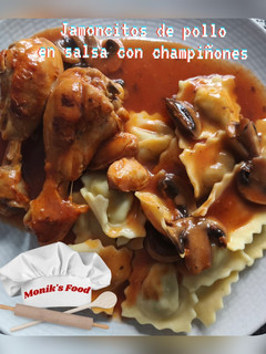 Una foto de Jamoncito de pollo en salsa con champiñones