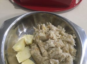 Una foto de Mangu de Plátano Macho Verde y Yautia Blanca
