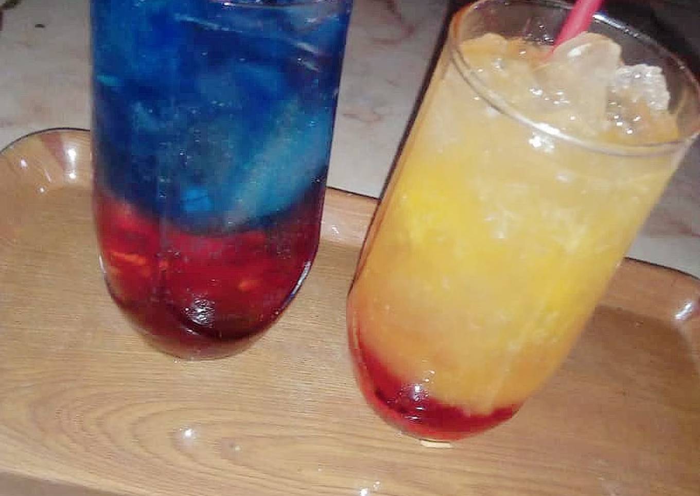 Sunrise mocktail nd Blue layered paradise