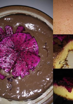 Foto resep Bolu buah naga lumer, tanpa oven, kukusan, ricecooker