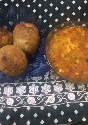 A picture of Bharwa Dal Bati In cooker.