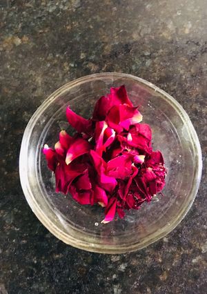A picture of Homemade dry rose petals.