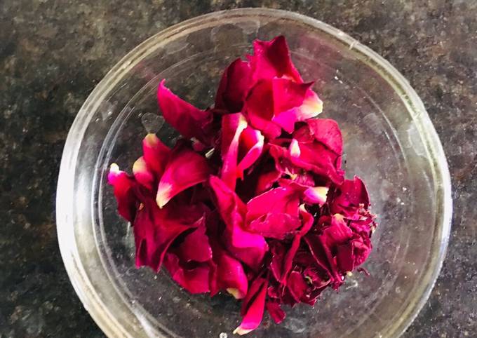 Homemade dry rose petals
