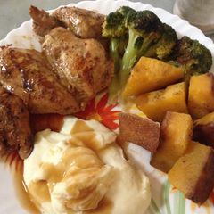 A picture of Chicken breast with pumpkin.