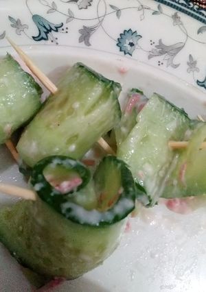 A picture of Cucumber rolls as side dish.