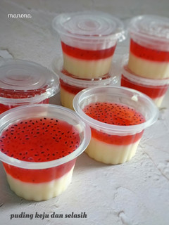 Foto resep Puding keju dan selasih merah putih