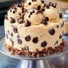 A picture of Chocolate chip cookie dough ice cream cake.